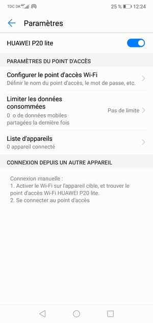 Votre téléphone est maintenant configuré pour être utilisé comme modem