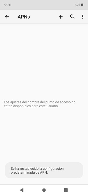 El teléfono se reiniciará con la configuración predeterminada de Internet y MMS