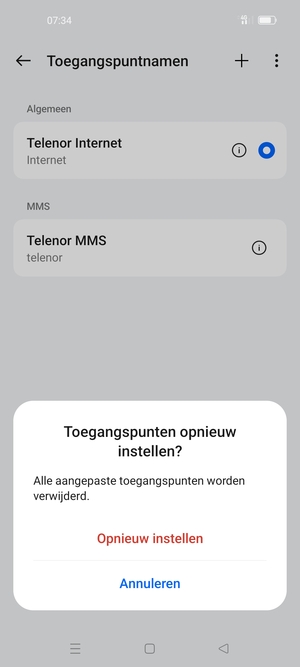 Selecteer Opnieuw instellen