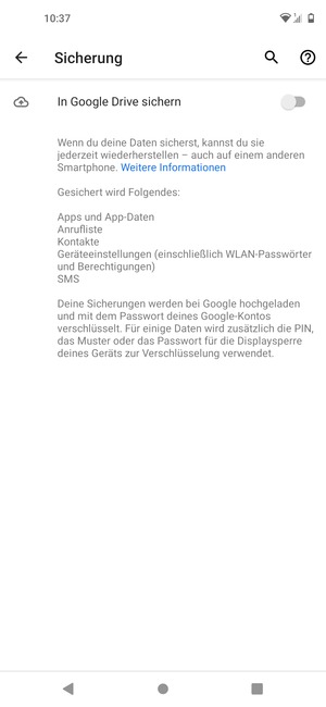 Schalten Sie In Google Drive sichern ein