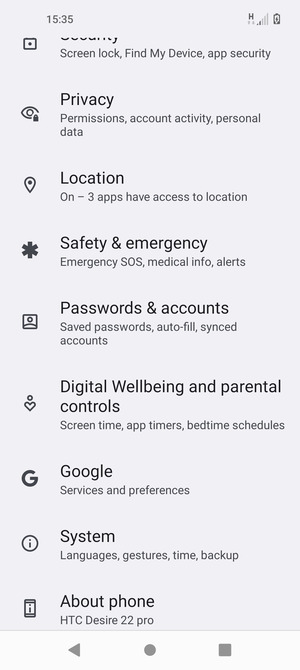 Scroll to and select System