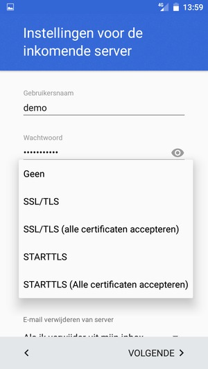 Selecteer Geen en VOLGENDE