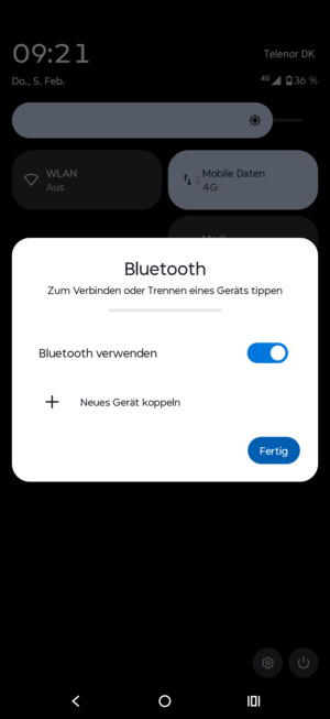 Schalten Sie  Bluetooth verwenden aus