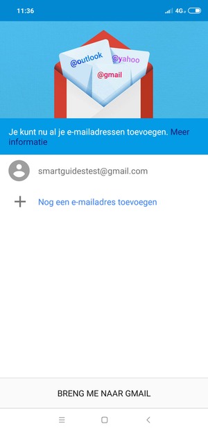 Selecteer BRENG ME NAAR GMAIL