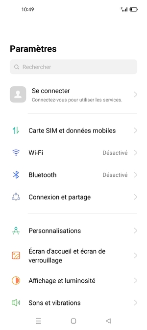 Sélectionnez Carte SIM et données mobiles