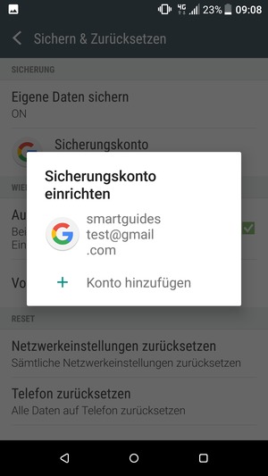Wählen Sie Ihr Konto für Backup