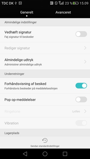 Vælg Avanceret
