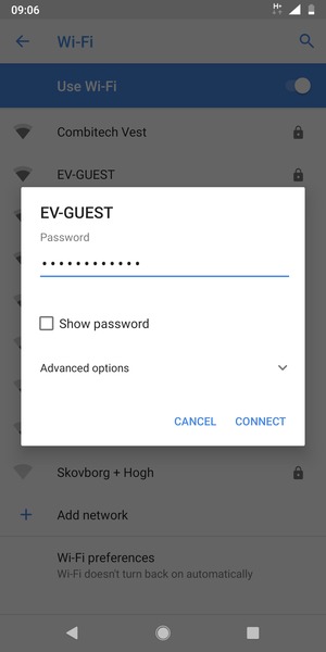 Enter the Wi-Fi password and select CONNECT
