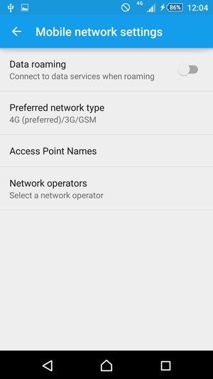 To change network if network problems occur, select Network operators