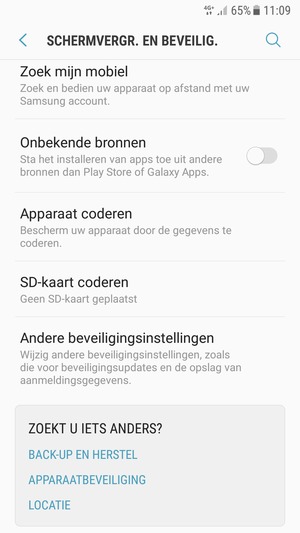 Scroll naar en selecteer Andere beveiligingsinstellingen