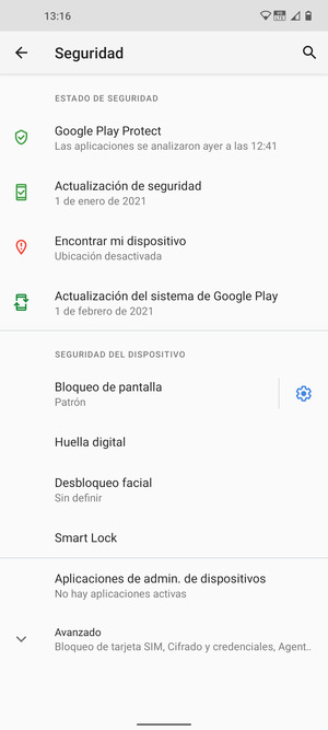 El teléfono ha sido asegurado con un bloqueo de pantalla