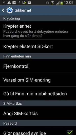 Velg Angi SIM-kortlås