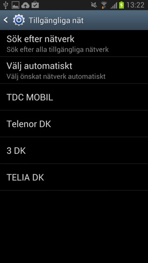 Välj en nätverksoperatör från listan