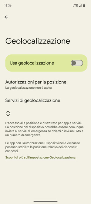 Disattiva Usa geolocalizzazione