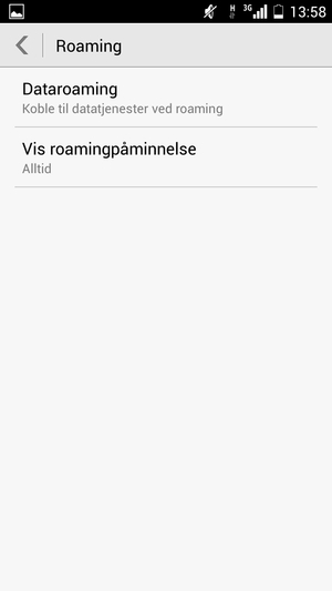 Hvis skjermen ser slik ut, velg Dataroaming