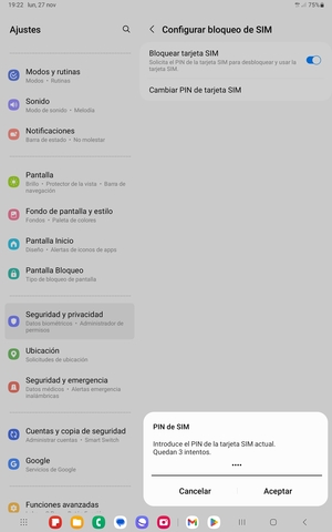 Introduzca su PIN de la tarjeta SIM actual y seleccione Aceptar