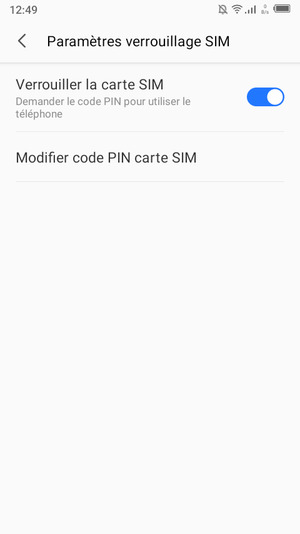 Sélectionnez Modifier code PIN carte SIM