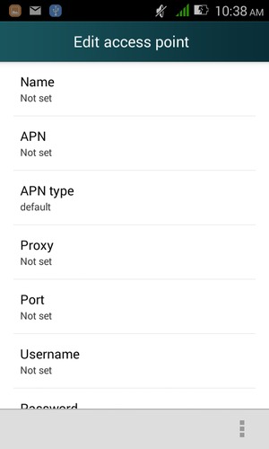 Enter Internet information and select APN type