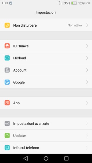 Scorri e seleziona Impostazioni avanzate