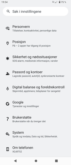 Bla til og velg System