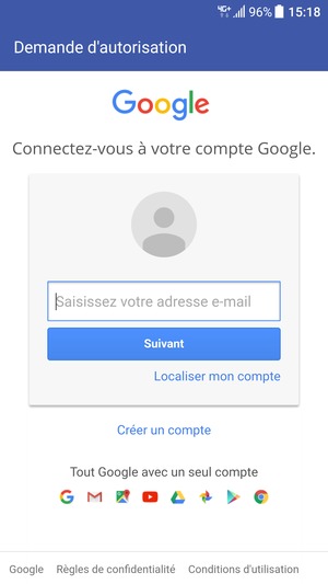 Saisissez votre adresse e-mail et sélectionnez Suivant