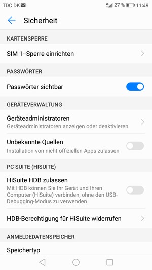 Wählen Sie SIM-Sperre einrichten