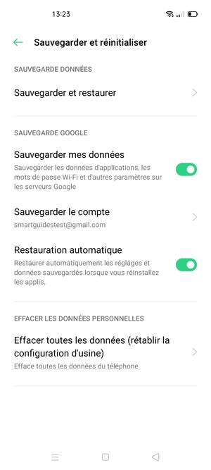 Sélectionnez Sauvegarder le compte