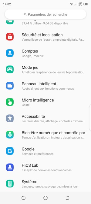 Faites défiler et sélectionnez Système