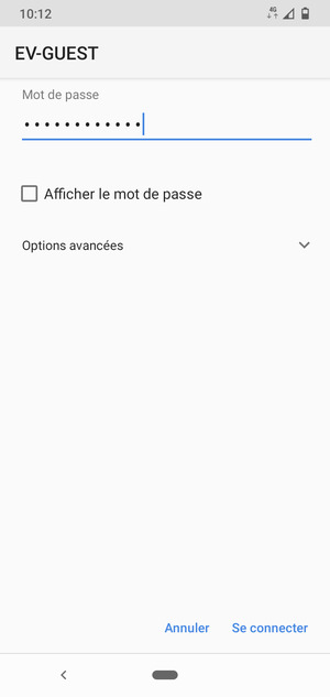 Saisissez le mot de passe du Wi-Fi et sélectionnez Se connecter