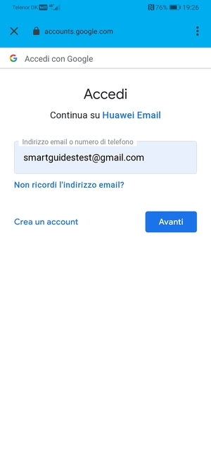 Inserisci il tuo indirizzo Gmail e seleziona Avanti