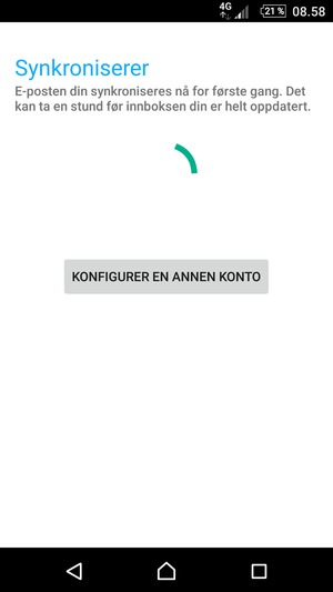 Vent til synkroniseringen er ferdig