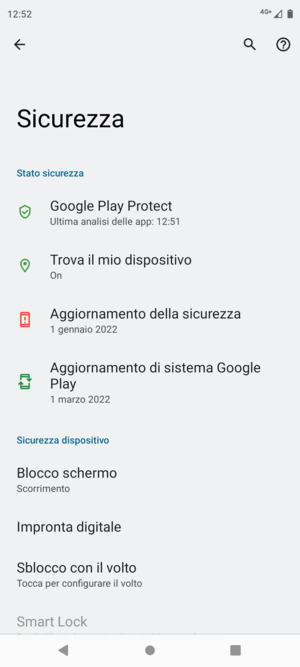 Per attivare il blocco dello schermo, vai al menu Sicurezza e seleziona Blocco schermo