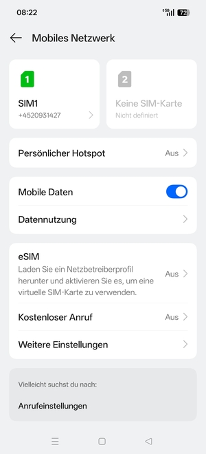 Wählen Sie Persönlicher Hotspot