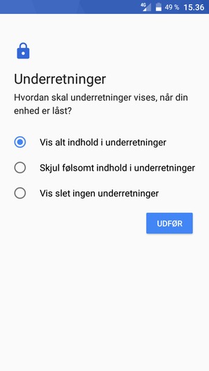Vælg din foretrukne mulighed og vælg UDFØR