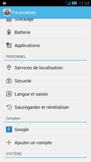 Retournez au menu Paramètres et sélectionnez Google