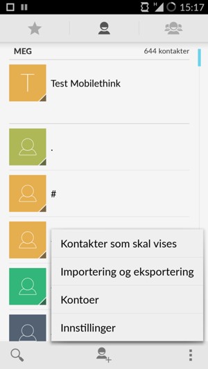 Velg Importering og eksportering