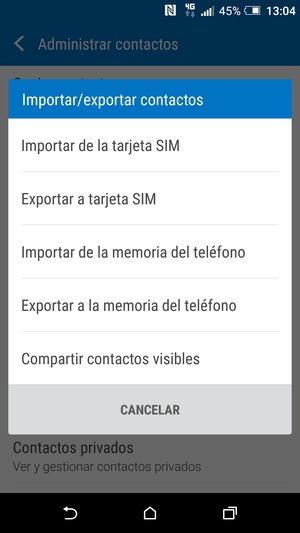 Seleccione Importar de la tarjeta SIM