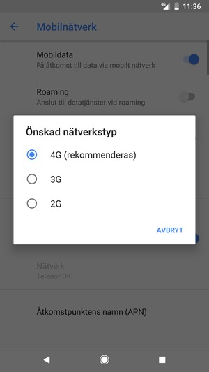 Tryck på ditt föredragna alternativ