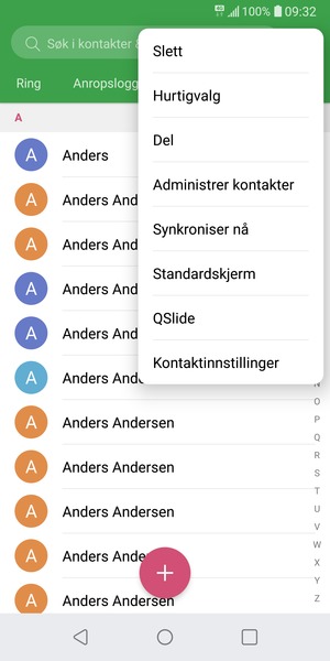 Velg Administrer kontakter