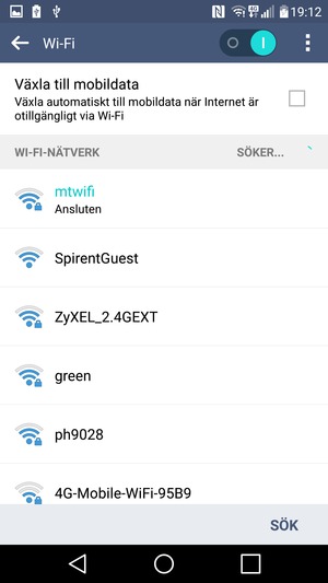 Du är nu ansluten till Wi-Fi nätverket
