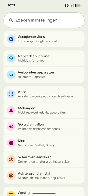Selecteer Netwerk en internet