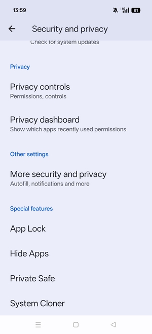 Scroll to and select More security and privacy