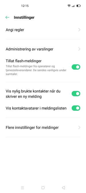 Velg Flere innstillinger for meldinger