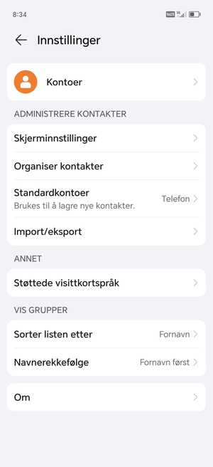 Velg Import/eksport