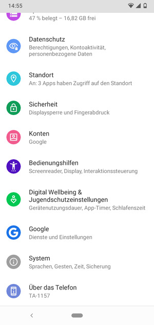 Scrollen Sie und wählen Sie Sicherheit
