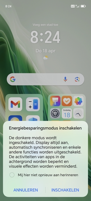 Selecteer INSCHAKELEN