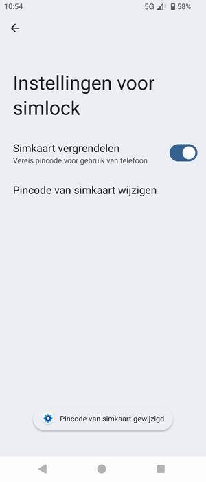Uw Sim-pincode is gewijzigd