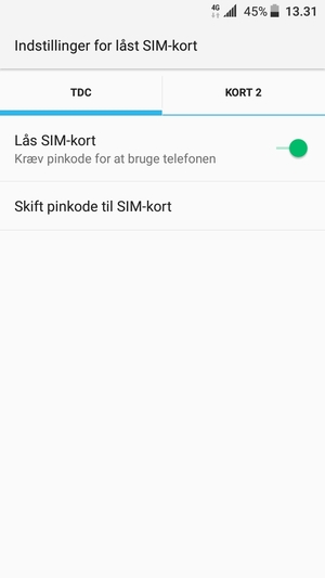 Vælg Public og Skift pinkode til SIM-kort