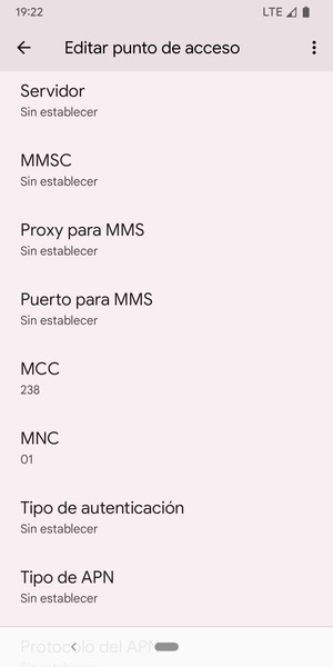 Desplácese hacia abajo e introduzca la información de Internet