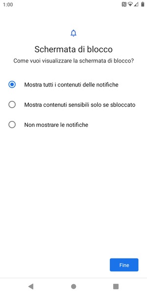 Seleziona la tua opzione preferita e poi Fine